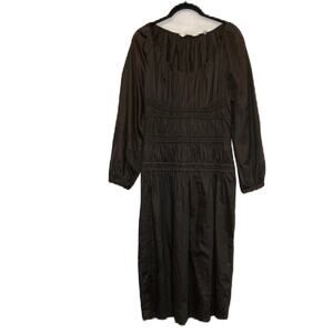 Rebecca Taylor Brown Cotton Puff Long Sleeve Dress Size M